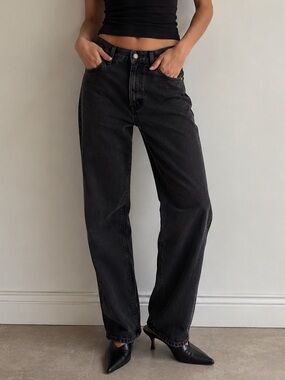 AGOLDE 90s Style Black Relaxed Straight Jeans in Vintage Black (Size 27)